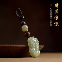 Hetian jade stone car keychain pendant lucky brave zhuan yun zhu peace between men and women and other creative personality key pendant