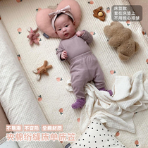 ins quilted sheets embroidered small flower mattress baby mattress cover can be customized bed hats peach Korean version
