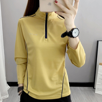 Spring and autumn long sleeve quick-drying T-shirt female stand collar half open sports fast drying clothes elastic breathable thin running fitness clothes summer