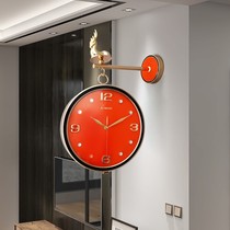 2021 New light luxury double-sided wall clock home atmospheric clock restaurant wall decoration living room fashion quartz clock