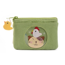 Carla Cat Fashion Cute Collision Color Splice Canvas Key Bag Small Chicken Deck coin lock spoon Zero wallet
