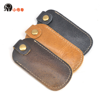 Small round elephant head layer cow leather u pan protective sleeve teacher student portable U disc containing bag flip type u pan leather cover