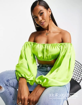 United Kingdom 08 29 2021 Trend-oriented womens new word shoulder high waist comfortable Joker shirt
