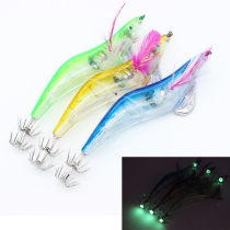 Luminous Electronic Shrimp Squid Wooden Shrimp Entering Water Bright Luya Luminous Shrimp Squid Hook Built-in AG4 Battery