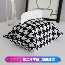  Houndstooth tissue box Car fabric tissue cover Household light luxury simple Nordic ins living room creative pumping carton