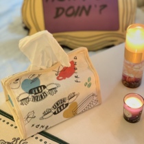 Old Friend Notes Perimeter Minimalist Cotton Linen Tissue Box Hanging Cloth Art Paper Towel Cover
