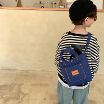 Childrens tide cool shoulder bag boy handsome shoulder bag casual canvas handbag girl foreign style simple small satchel