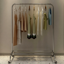 Stainless steel floor-to-ceiling hanger simple folding bedroom balcony drying hanging clothes rod artifact clothes cool mobile pulley