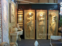 Sandstone relief European bath female bathing figure TV background wall Decorative mural Garden relief FRP relief