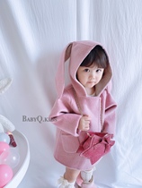 Babyq 100% all wool hand sewn children's coat rabbit coat fox ball autumn winter clothes