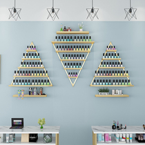 Nail art display shelf Nordic net red triangle wall nail oil glue Nail polish cosmetics Wrought iron wall shelf