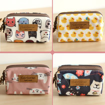 Cute waterproof oxford cloth kitty pooch with double zipped zero wallet card bag hand carrying lady small drivers license containing bag