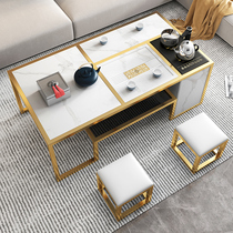 Simple modern light luxury kung fu coffee table small apartment living room household Tea Table Rock board tea table tea set set