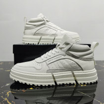 Inner increase small white shoes men thick bottom fashion new autumn winter leather white board shoes men fashion casual cake shoes men