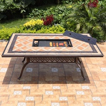 Outdoor electric carbon charcoal barbecue grill table and chair set Waterproof sunscreen Outdoor small balcony open-air courtyard Garden swing