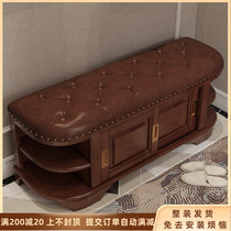 American solid wood round changing shoes stool Home entrance light extravagant and sitting style shoes stool multifunction containing shoe cabinet