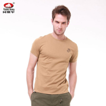 Allied outdoor military fans mens shirt short T tight T-shirt Wolf brown T-shirt cotton breathable sweat