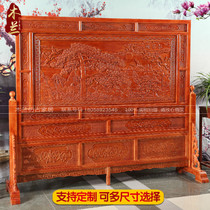 Dongyang wood carved floor screen Solid wood welcome pine seat screen Plug-in screen Chinese antique carved screen entrance partition
