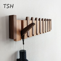 Solid wood black walnut coat rack wall-mounted hook imitation piano keys door wall entrance folding storage creativity