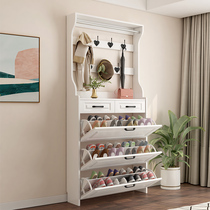 Ultra-thin flip shoe cabinet with hanger integrated floor bedroom home large capacity door rack coat rack
