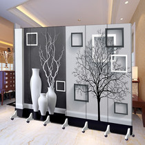 Nordic screen Modern living room partition wall folding push-pull office decoration occlusion bed Simple mobile folding screen