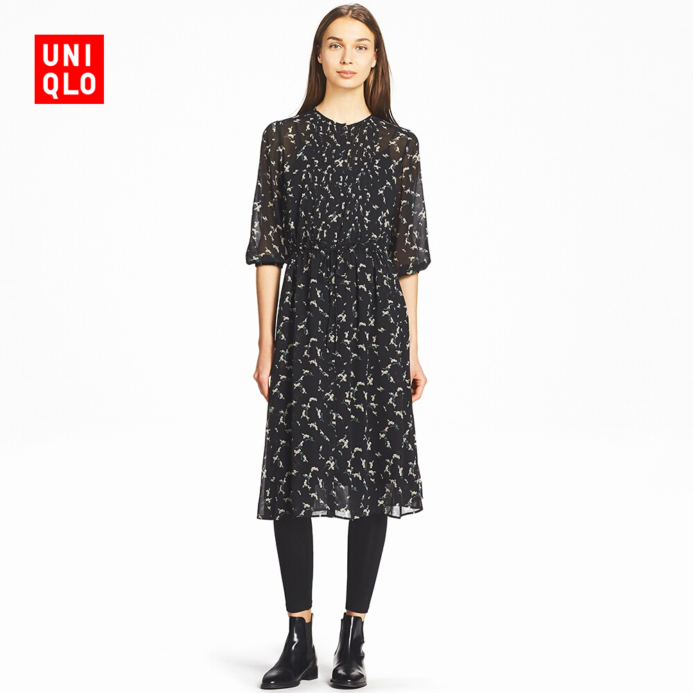女装 花式印花连衣裙(七分袖) 406069 优衣库UNIQLO