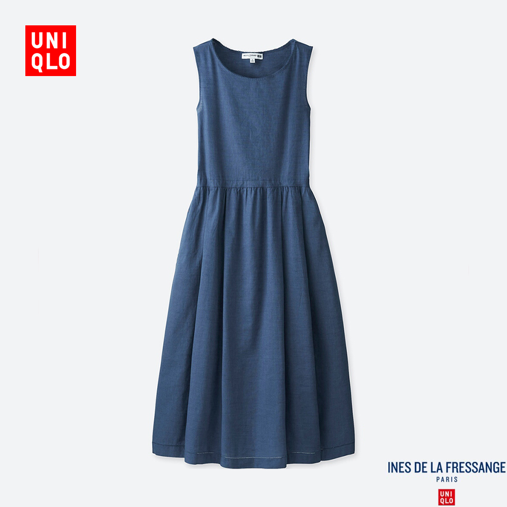 女装 IDLF麻混纺A字型连衣裙(无袖) 408942 优衣库UNIQLO