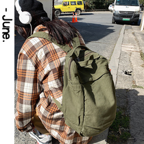 Lazy style Japanese backpack womens hand canvas bag retro solid color unprinted schoolbag large capacity student schoolbag male