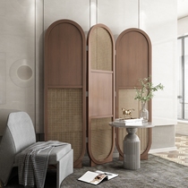 Rattan simple solid wood screen living room bedroom home cover decoration porch hotel home accommodation classical mobile folding screen