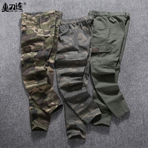 Thin summer stretch camouflage overalls Casual wear-resistant outdoor travel trousers Pure cotton loose army fan pants men