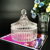 Export Kasha high-grade crystal glass vertical edge convex texture storage tank jewelry box storage box sugar tank