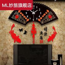 New Chinese Atmosphere Home Living Room Night Light Hanging Clock Creative Personality Clock Silent Fashion Electronic Quartz Pendulum Clock