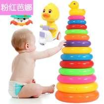 Childrens baby puzzle rainbow tower stacked music colorful stacked high loop ring layered early education stacked Cup toys