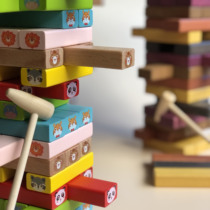 Childrens tower layers of high animal stacking music toys Wooden table games Rainbow Tower drawing blocks