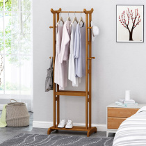 Simple clothes hat rack floor room hanging clothes hanger bedroom small clothes bag shelf solid wood multifunctional household goods