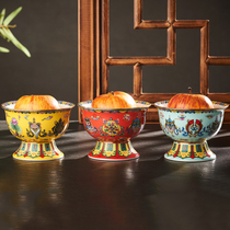 Enamel color micro-carved lotus eight auspicious bowl for Buddha ceramic bowl high and low for bowl vegetarian Bowl