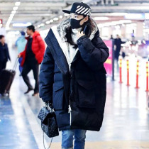 Maje brand island country boutique Bi preparation ~~ hooded feather uniform winter New Fashion loose medium and long tide