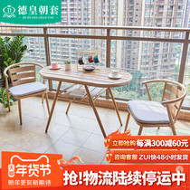 Indoor balcony small dining table net red three-piece set small family leisure light luxury wind one table two chairs tea table chair combination