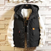 Autumn and winter waistcoat men's ulzzang fashion brand coat Hong Kong style loose down cotton vest large size high school student waistcoat