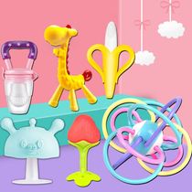 Baby small mushroom teether molar stick Baby Manhattan hand grasping ball toy Soothing teether silicone can be boiled