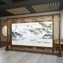 New Chinese screen living room partition modern hotel lobby office solid wood porch mobile seat screen