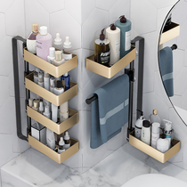 Toilet sink rack light and extravagant non-perforated wall wall-mounted bathroom products rotation angle storage