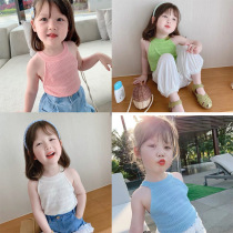 Childrens clothing 2021 New Girls summer clothes suspenders baby Foreign style coat childrens summer round neck vest thin wear