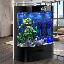 Fish tank household living room small glass water-free round wall large bottom filter ecological goldfish tank aquarium