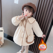Girls foreign style plus velvet winter small fragrant wind cotton clothes female baby princess thickened cotton coat childrens winter fashion fashion