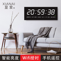 Xianai large screen intelligent digital perpetual calendar living room electronic clock wall clock wall hanging clock home electronic clock Wall