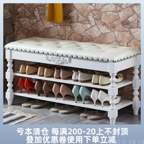 European-style solid wood enters the door to change shoes and stools household shoe cabinets storage sofas shoes and stools can sit on shoe shelves creativity