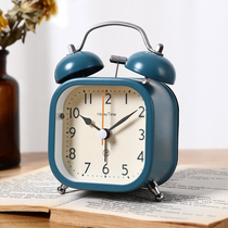Square retro powerful wake-up small alarm clock student bed head clock dormitory desktop boy dedicated ins clock