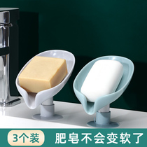 Soap box soap rack drain non-perforated household toilet bathroom vertical creative suction cup Wall soap holder