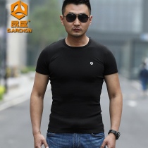 Angken Round Neck Short Sleeve T-shirt Men Summer Cotton Stretch Half Sleeve base shirt Outdoor Tactics Paul Shirt Commuter